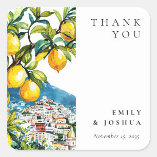 Lemon Citrus Amalfi Coast Italian Wedding Square Sticker