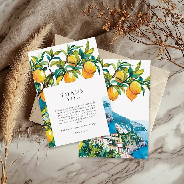 Lemon Citrus Amalfi Coast Italian Wedding Thank You Card (Creator Uploaded)