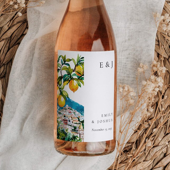 Lemon Citrus Amalfi Coast Italian Wedding Wine Label (Creator Uploaded)
