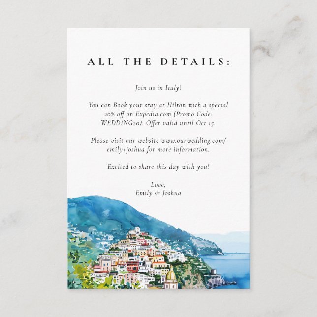 Lemon Citrus Amalfi Coast Wedding Enclosure Card (Front)