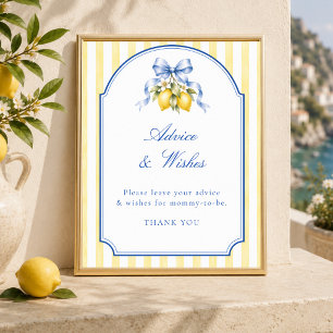 Lemon Citrus Baby Shower Advice and Wishes Sign