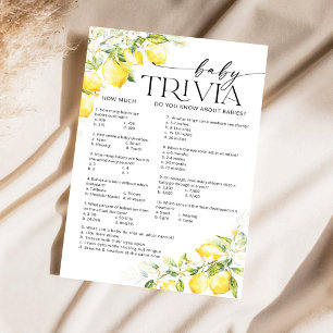 Lemon Citrus Baby Shower Baby Trivia Game