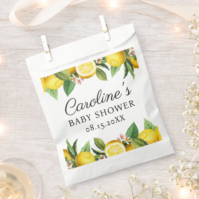 Lemon Citrus Baby Shower Favour Bags (Clipped)