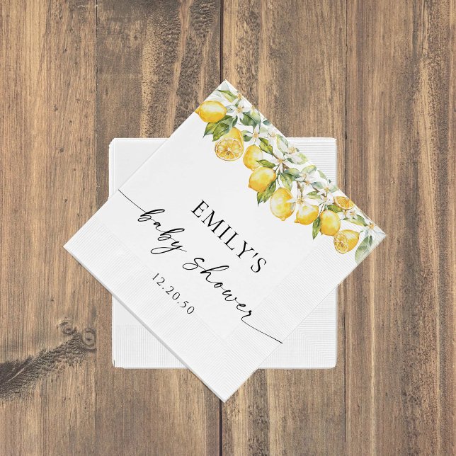 Lemon Citrus Baby Shower Paper Napkin (Creator Uploaded)