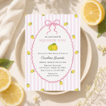 Lemon Citrus Baby Shower Stripes Invitation