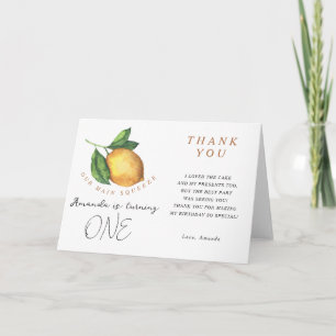 Lemon citrus birthday party thank you