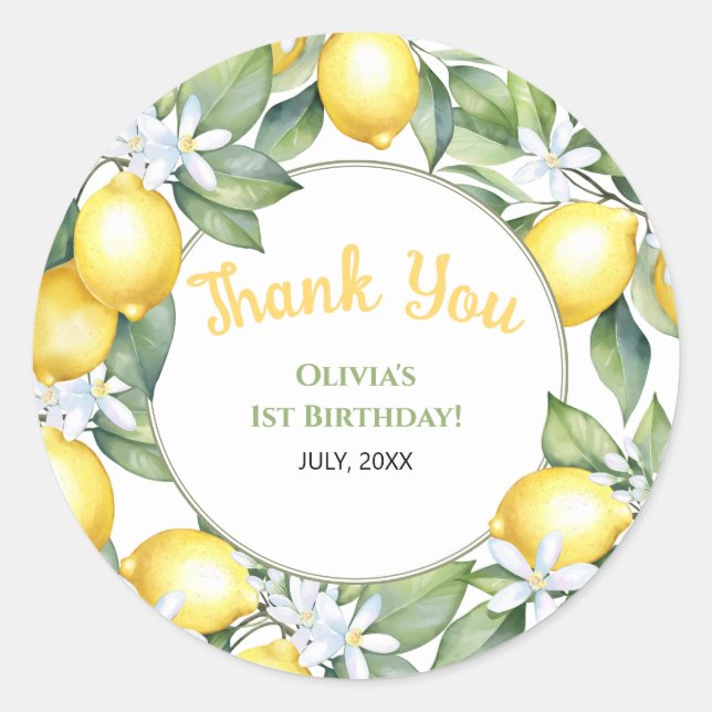 Lemon citrus birthday Stickers (Front)