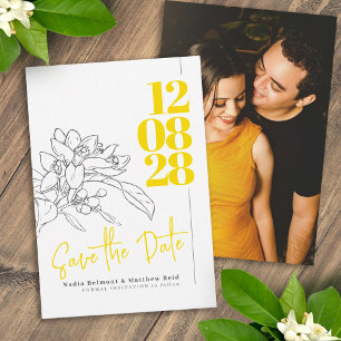 Lemon citrus blossom photo wedding save the date