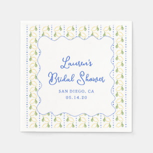 Lemon Citrus Blue & Yellow Amalfi Bridal Shower Napkin