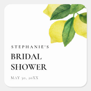 Lemon Citrus Branch Greenery Bridal Shower     Square Sticker