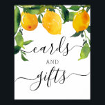 Lemon Citrus Bridal Shower Gifts and Cards Sign<br><div class="desc">Let your guests know where they can leave their gifts and cards! This beautiful design features a hand painted watercolor gathering of bright lemons and lush greenery. Easily edit all of the wording! See the entire collection for more matching items. To see how to edit this in more detail, please...</div>