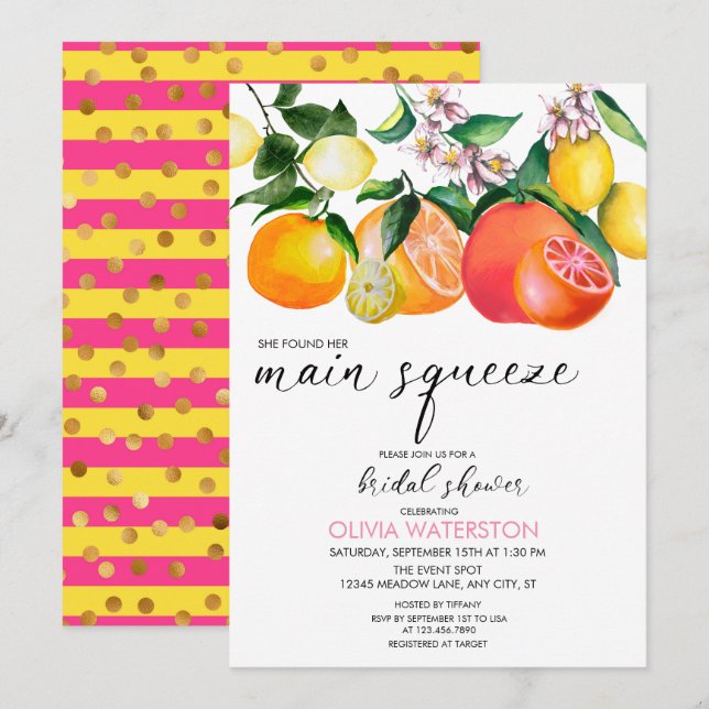 Lemon | Citrus | Bridal Shower Invitations (Front/Back)
