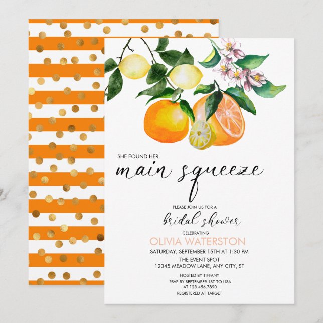 Lemon | Citrus | Bridal Shower Invitations (Front/Back)