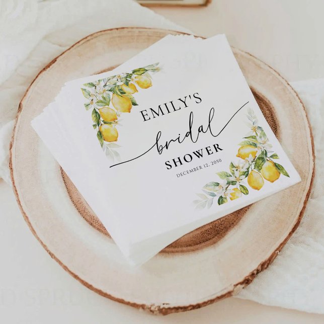 Lemon Citrus Bridal Shower Napkin (Creator Uploaded)