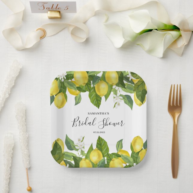  Lemon Citrus Bridal Shower Paper Plate (Wedding)