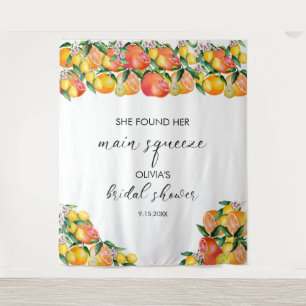 Lemon Citrus Bridal Shower Photo Backdrop Tapestry