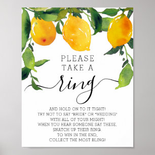 Lemon Citrus Bridal Shower Ring Game Poster
