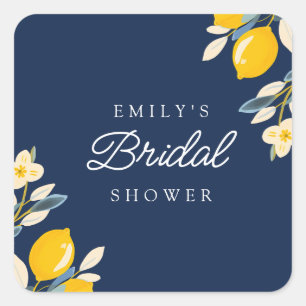 Lemon Citrus Bridal Shower Square Sticker