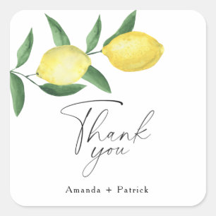 Lemon Citrus - bridal shower thank you card Square Sticker