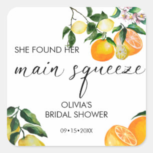 Lemon   Citrus   Bridal Shower Thank You Classic R Square Sticker