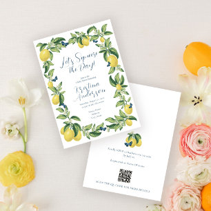 Lemon Citrus Butterfly Baby Shower Invitation
