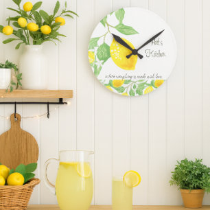 Lemon Citrus Custom Kitchen Wall Clock