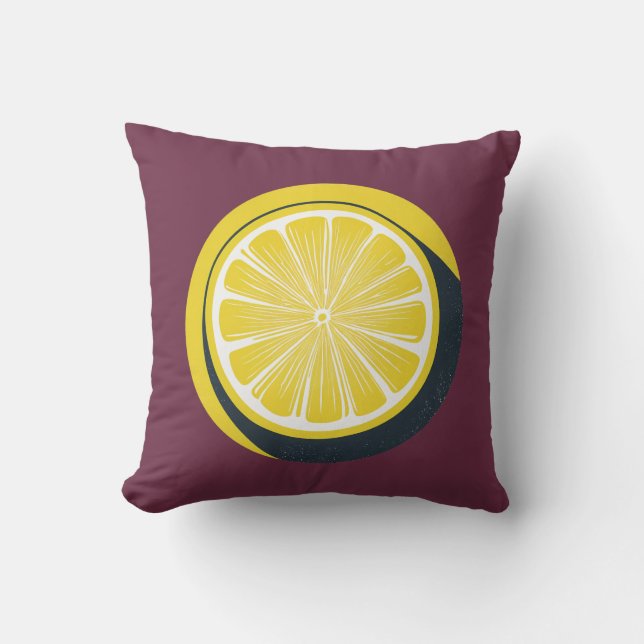 Lemon Citrus Design Throw Pillow (Front)