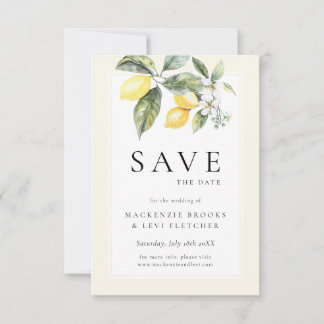 Lemon Citrus Elegant Mediterranean Wedding Save The Date