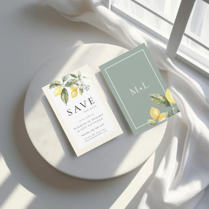 Lemon Citrus Elegant Mediterranean Wedding Save The Date