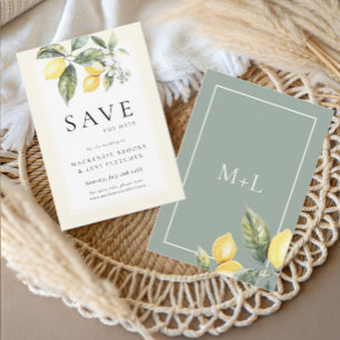 Lemon Citrus Elegant Mediterranean Wedding Save The Date