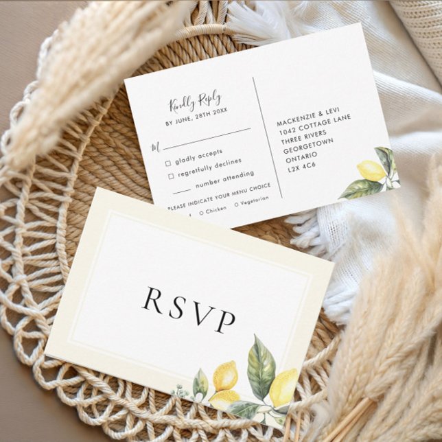 Lemon Citrus Elegant Menu Choice RSVP Card (Creator Uploaded)