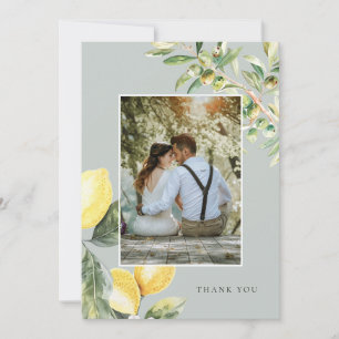 Lemon Citrus Elegant Wedding Photo Thank You Card