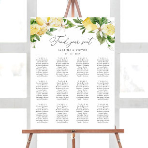 Lemon Citrus Floral 12 Table Wedding Seating Chart