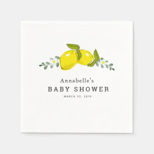 Lemon Citrus Floral Baby Shower Paper Napkins