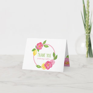 Lemon Citrus Floral Baby Shower Thank You Card
