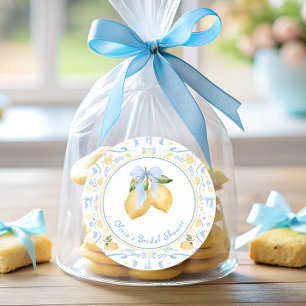 Lemon Citrus Floral Bridal Shower Classic Round Sticker