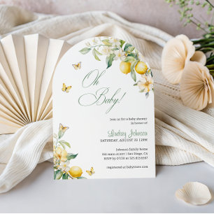 Lemon Citrus Floral Butterfly Baby Shower Arch Invitation