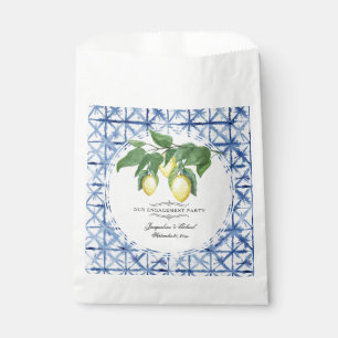 Lemon Citrus Floral Foliage Blue White Engagement Favour Bags