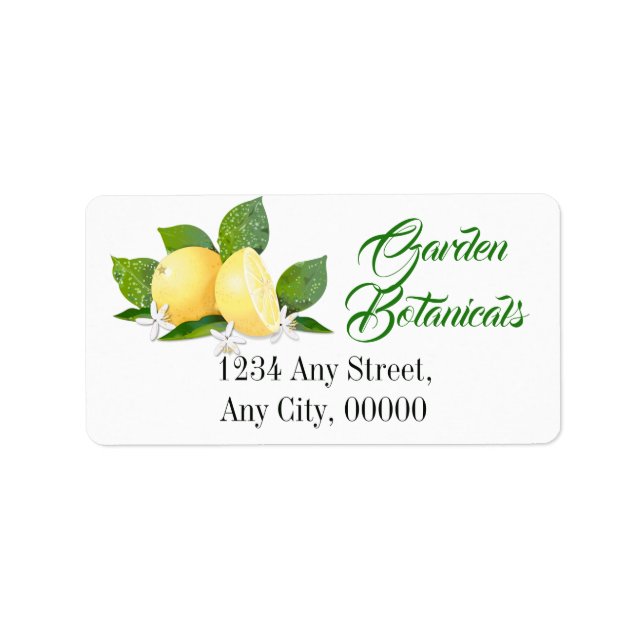 Lemon Citrus Fruit Botanical Floral Garden Label (Front)