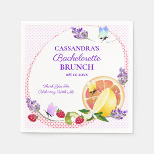 Lemon Citrus Fruit Lavender   Bachelorette Party Napkin