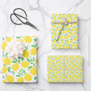 Lemon Citrus Fruit Orchard Theme Pattern Wrapping Paper Sheet