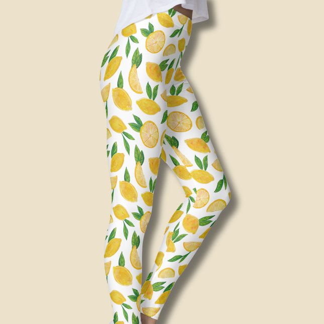 Lemon Citrus Fruit Pattern Leggings (Citrus lemon pattern fruit leggings)