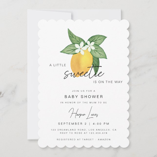 Lemon Citrus Fruit Summer Baby Shower Invitation (Front)