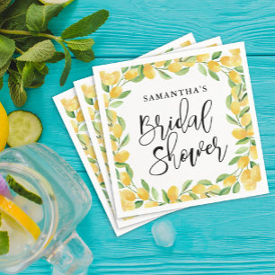 Lemon Citrus Fruit Watercolor Bridal Shower Napkin