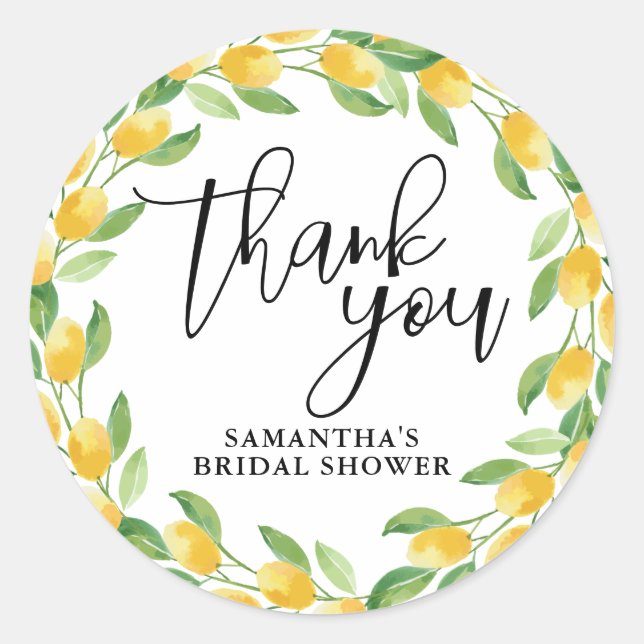 Lemon Citrus Fruit Watercolor Classic Round Sticker (Front)