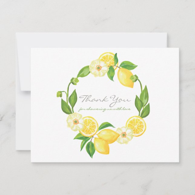 Lemon Citrus Gender Neutral Baby Shower Thank You Card (Front)