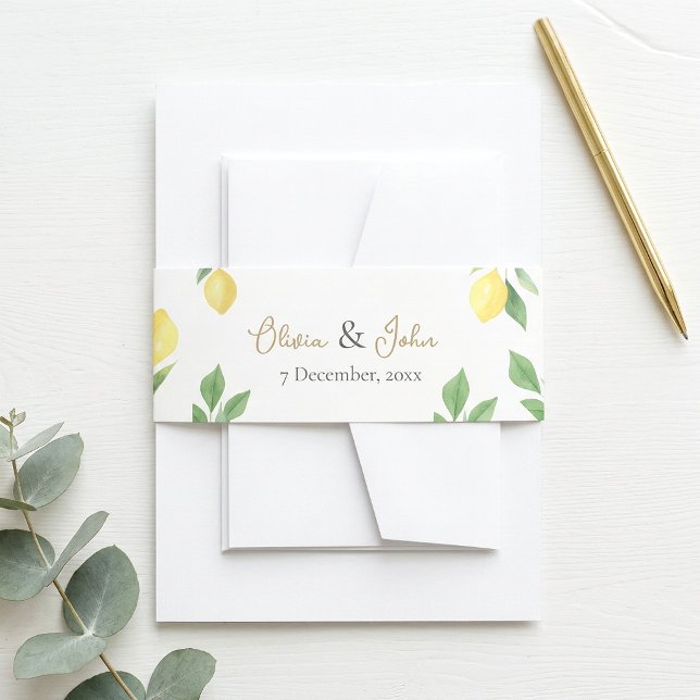 Lemon Citrus Green Wedding Invitation Belly Band (Lemon Citrus Green Wedding Invitation Belly Band)