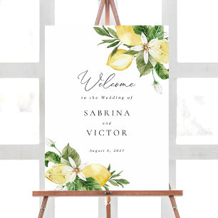 Lemon Citrus Greenery Floral Wedding Welcome Sign