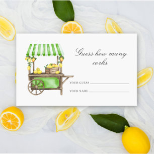 Lemon citrus - guess how many corks bridal game enclosure card