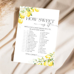 Lemon Citrus How Sweet Is It Baby Shower Game